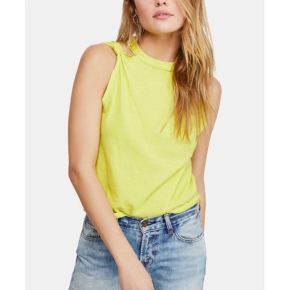 Tops - FREE PEOPLE Green Sleeveless Crew Neck Top Size L
